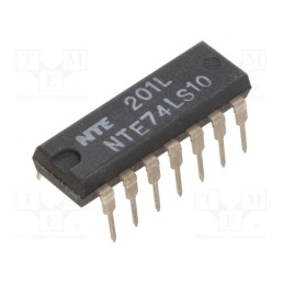10 pcs : NTE74LS10 - IC: digital, NAND, Ch: 3, IN: 3, TTL, THT, DIP14