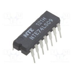 10 pcs : NTE74LS09 - IC: digital, AND, Ch: 4, IN: 2, TTL, THT, DIP14, OUT: open collector