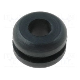 50 pcs : FIX-GR-1A - Grommet, Ømount.hole: 6.4mm, Øhole: 4mm, rubber, black