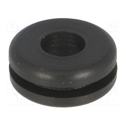 50 pcs : FIX-GR-48 - Grommet, Ømount.hole: 8mm, Øhole: 4.5mm, rubber, black