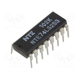 10 pcs : NTE74LS253 - IC: digital, 4 to 1 line,multiplexer,data selector, Ch: 2, DIP16