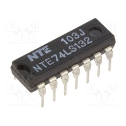 10 pcs : NTE74LS132 - IC: digital, NAND, Ch: 4, IN: 2, TTL, THT, DIP14