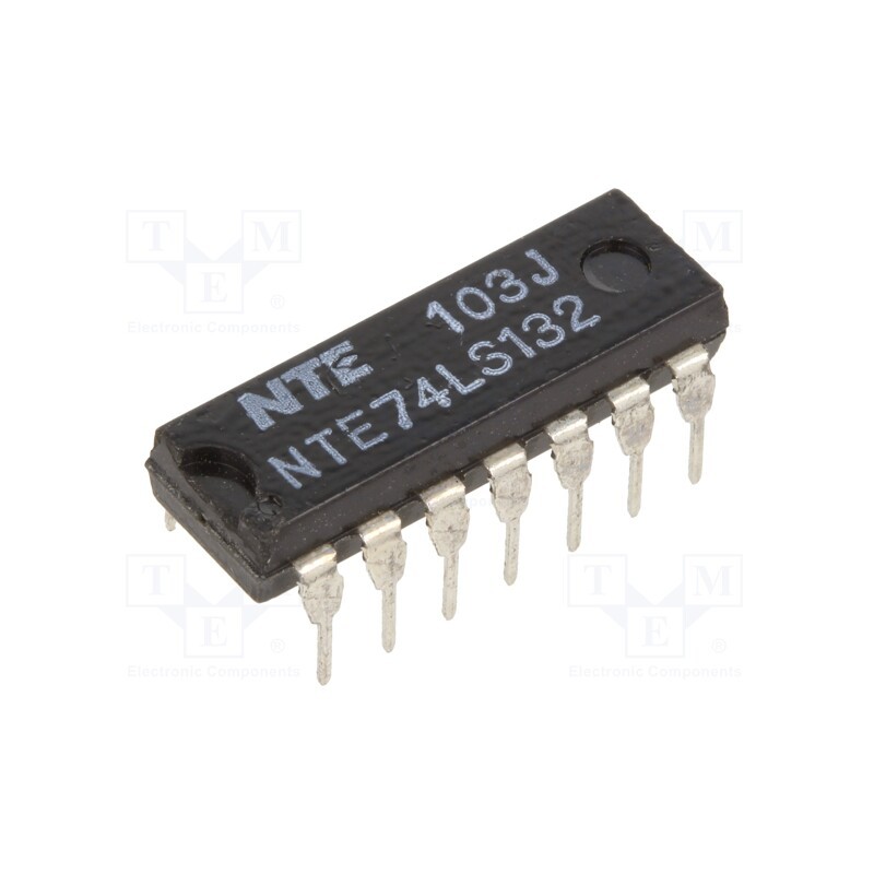 10 pcs : NTE74LS132 - IC: digital, NAND, Ch: 4, IN: 2, TTL, THT, DIP14