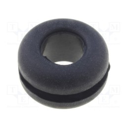 50 pcs : FIX-GR-69 - Grommet, Ømount.hole: 9mm, Øhole: 6mm, rubber, black