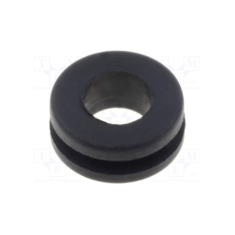 50 pcs : FIX-GR-71 - Grommet, Ømount.hole: 6mm, Øhole: 4.1mm, rubber, black