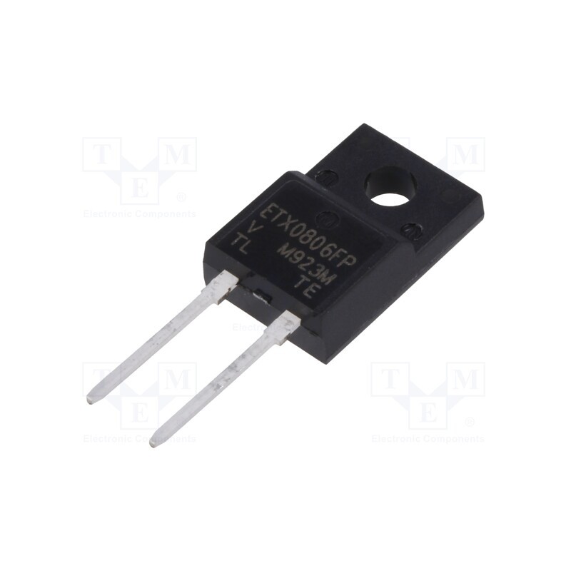 10 pcs : VS-ETX0806FP-M3 - Diode: rectifying, THT, 600V, 8A, , Ifsm: 80A, TO220FP, Ufmax: 2V