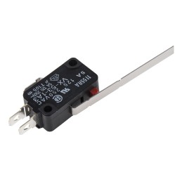 1 pcs - Omron Long Hinge Lever Micro Switch, Solder Terminal, 5 A @ 250 V ac, SPDT, IP40