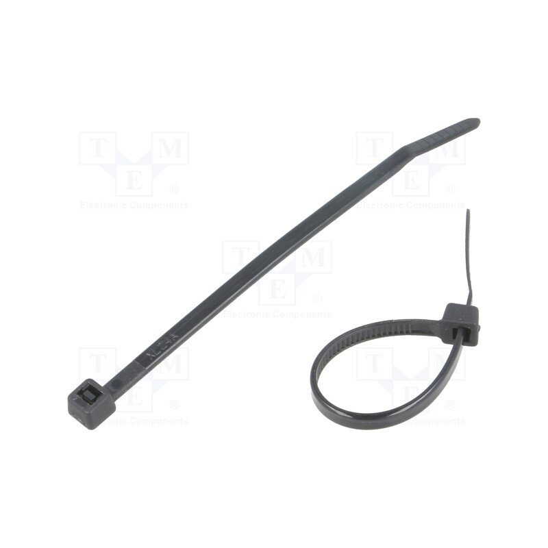 200 pcs : FIX-S-3.6X100/BK - Cable tie, L: 100mm, W: 3.6mm, polyamide, 177N, black, Ømax: 21mm