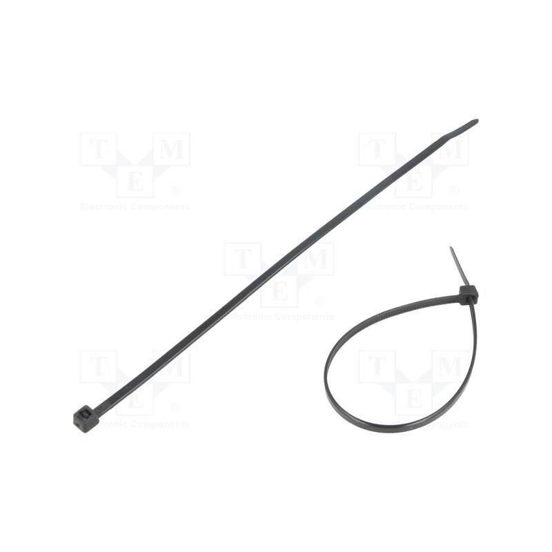 200 pcs : FIX-S-3.6X200/BK - Cable tie, L: 200mm, W: 3.6mm, polyamide, 177N, black, Ømax: 50mm