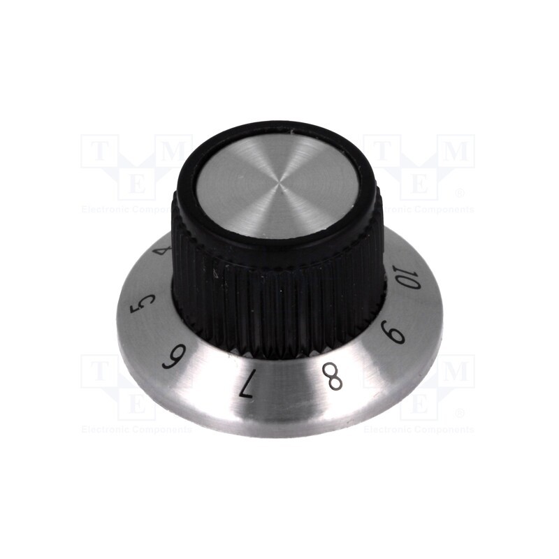 10 pcs : RN-117A - Knob, with flange, plastic, Øshaft: 6.35mm, Ø15.2x14.2mm