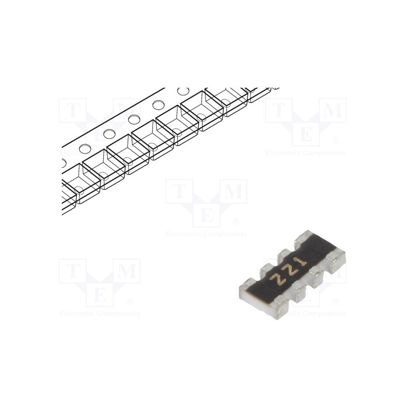 500 pcs : CAY16-221J4LF - Resistor network: Y, SMD, 220Ω, ±5%, 62.5mW, No.of resistors: 4