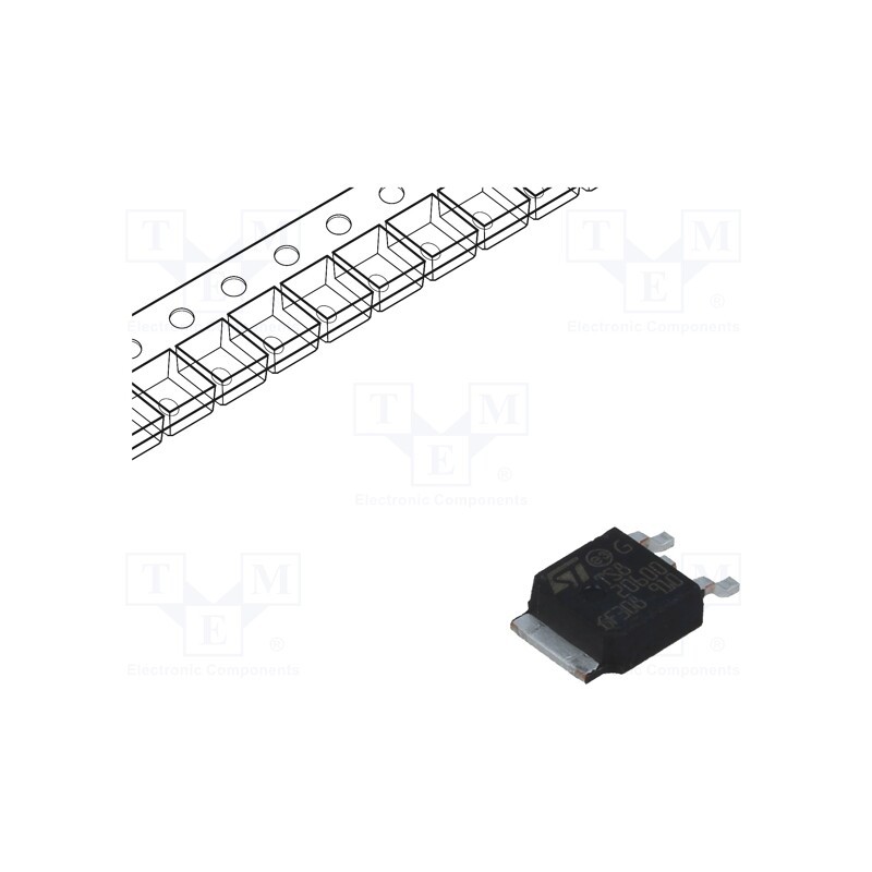 10 pcs : TS820-600B-TR - Thyristor, 600V, Ifmax: 8A, 5A, Igt: 5mA, DPAK, SMD,