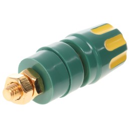 1 pcs - Hirschmann Test & Measurement 35A, Green, Yellow Binding Post With Brass Contacts and Gold Plated - 8mm Hole Diameter