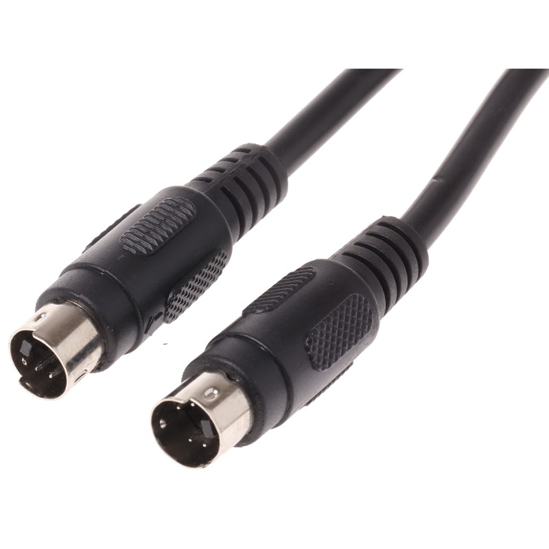 1 pcs - RS PRO Male 4 Pin mini-DIN to Male 4 Pin mini-DIN Black DIN Cable 1m