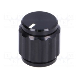 10 pcs : - Knob, with pointer, aluminium, Øshaft: 6.35mm, Ø15x16.5mm, black