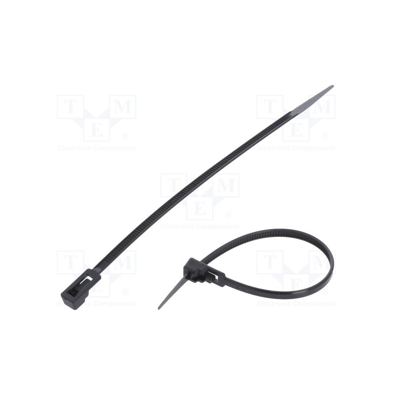 200 pcs : FIX-TR-3.6X150/BK - Cable tie, multi use, L: 150mm, W: 3.6mm, polyamide, 177N, black