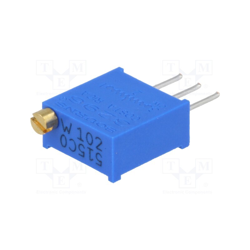 10 pcs : 3296W-1-102LF - Potentiometer: mounting, multiturn, 1kΩ, 500mW, THT, ±10%, linear