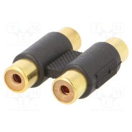 10 pcs : A-2RCAFF-01 - Adapter, RCA socket x2,both sides, Plating: gold-plated, black
