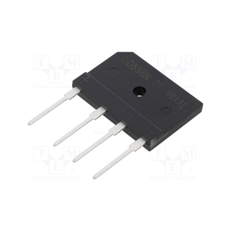 10 pcs : D6SBN20-7000 - Bridge rectifier: single-phase, Urmax: 200V, If: 6A, Ifsm: 120A