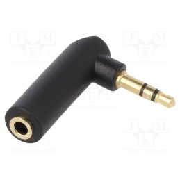 10 pcs : A-3.5M-3.5FL - Adapter, Jack 3.5mm 3pin angled plug,Jack 3.5mm socket, black