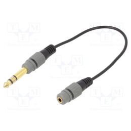 10 pcs : A-63M35F-0.2M - Adapter, Jack 3.5mm socket,Jack 6,3mm plug, 0.2m, black