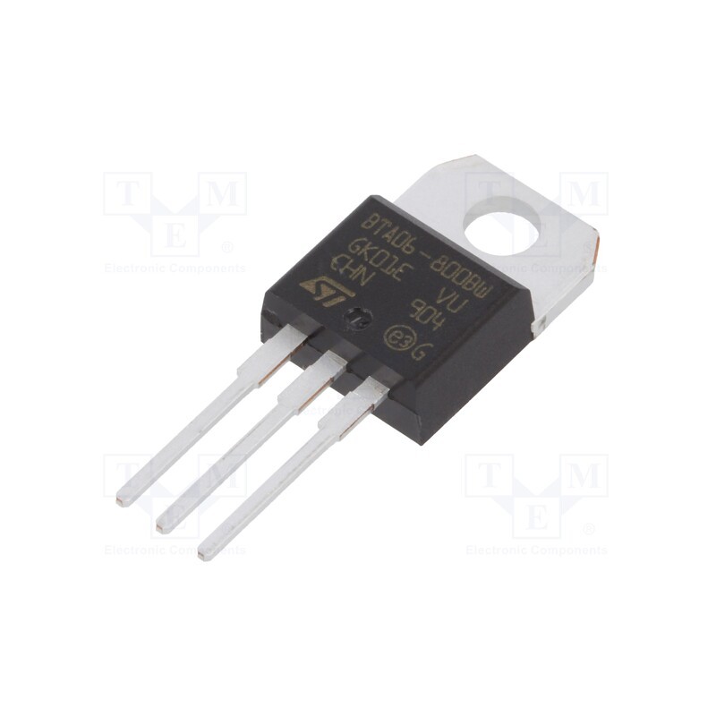 10 pcs : BTA06-800BWRG - Triac, 800V, 6A, TO220ABIns, Igt: 50mA, Snubberless™