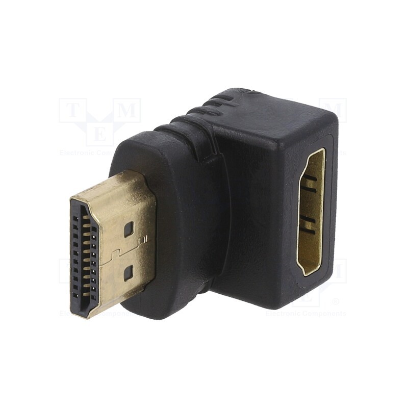 10 pcs : A-HDMI90-FML - Adapter, HDMI socket 90°,HDMI plug, black