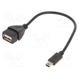 10 pcs : A-OTG-AFBM-002 - Cable, USB 2.0, USB A socket,USB B mini plug, 0.15m, black, PVC