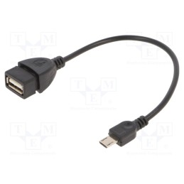 10 pcs : A-OTG-AFBM-03 - Cable, USB 2.0, USB A socket,USB B micro plug, 0.15m, black, PVC
