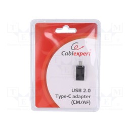 10 pcs : A-USB2-CMAF-01 - Adapter, USB 2.0, USB A socket,USB C plug, black, Cablexpert