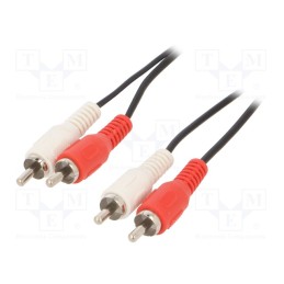 10 pcs : CCA-2R2R-6 - Cable, RCA plug x2,both sides, 1.8m, black
