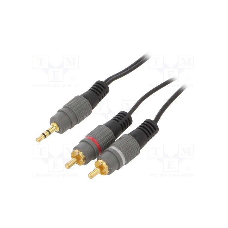 10 pcs : CCA-352-1.5M - Cable, Jack 3.5mm 3pin plug,RCA plug x2, 1.5m, black