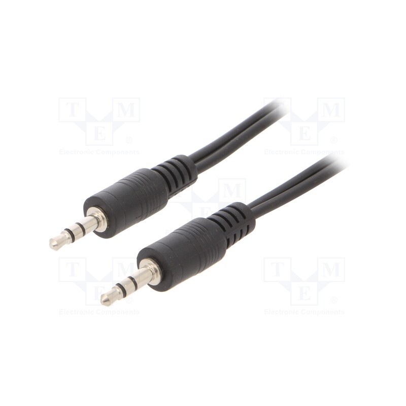 10 pcs : CCA-404-10M - Cable, Jack 3.5mm 3pin plug,both sides, 10m, black, Øcable: 2.6mm