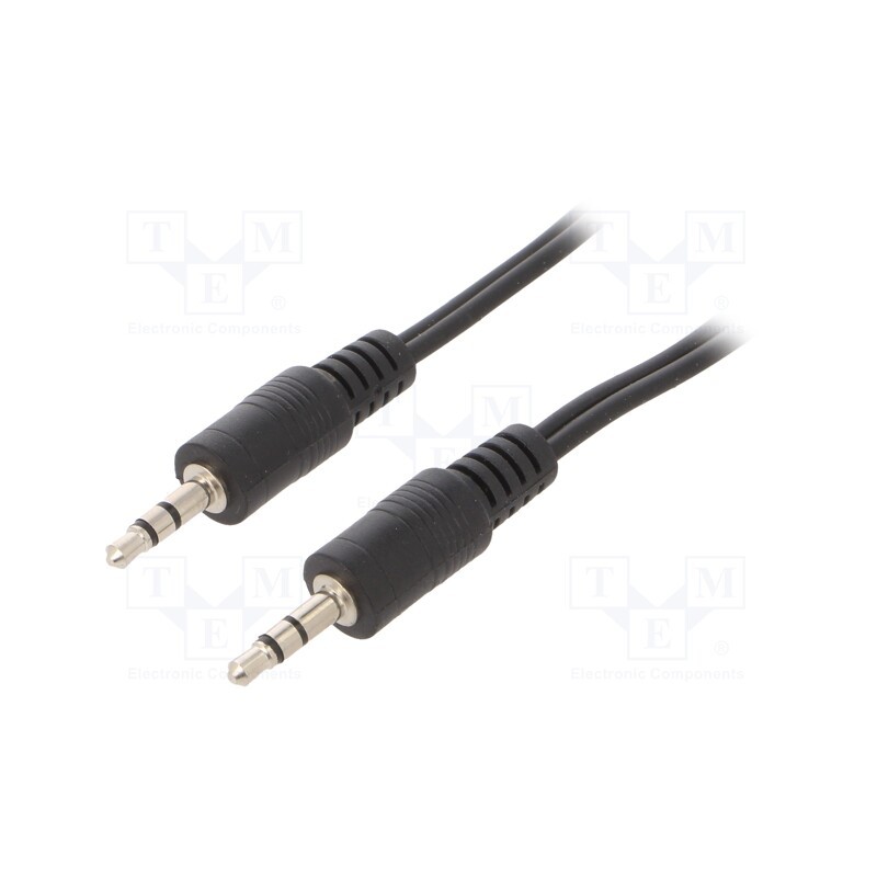 10 pcs : CCA-404-5M - Cable, Jack 3.5mm 3pin plug,both sides, 5m, black, Øcable: 2.6mm