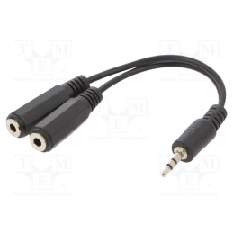 10 pcs : CCA-415-0.1M - Cable, Jack 3.5mm 3pin plug,Jack 3.5mm socket x2, 0.1m, black