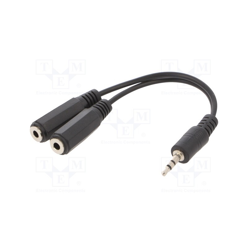 10 pcs : CCA-415-0.1M - Cable, Jack 3.5mm 3pin plug,Jack 3.5mm socket x2, 0.1m, black