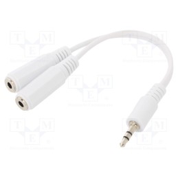 10 pcs : CCA-415W - Cable, Jack 3.5mm 3pin plug,Jack 3.5mm socket x2, 0.1m, white