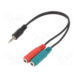 10 pcs : CCA-417 - Cable, Jack 3,5mm 4pin plug,Jack 3.5mm socket x2, 0.2m, black