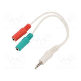 10 pcs : CCA-417W - Cable, Jack 3,5mm 4pin plug,Jack 3.5mm socket x2, 0.2m, white