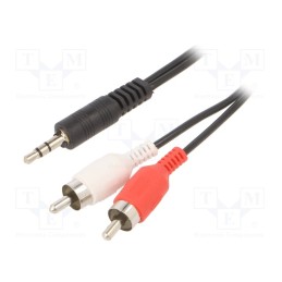 10 pcs : CCA-458 - Cable, Jack 3.5mm 3pin plug,RCA plug x2, 1.5m, black, PVC