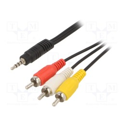 10 pcs : CCA-4P2R-2M - Cable, Jack 3,5mm 4pin plug,RCA plug x3, 2m, black