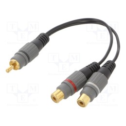 10 pcs : CCAP-RCAM2F-0.2M - Cable, RCA socket x2,RCA plug, 0.2m, Plating: gold-plated, black