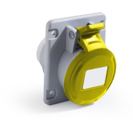 1 pcs - RS PRO IP44 Yellow Panel Mount 2P + E Angled Industrial Power Socket, Rated At 32A, 100 - 130 V