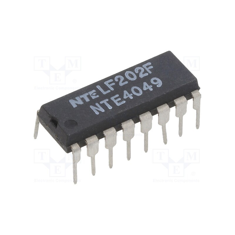 10 pcs : NTE4049 - IC: digital, buffer,inverting,translator, Ch: 6, CMOS, THT, DIP16