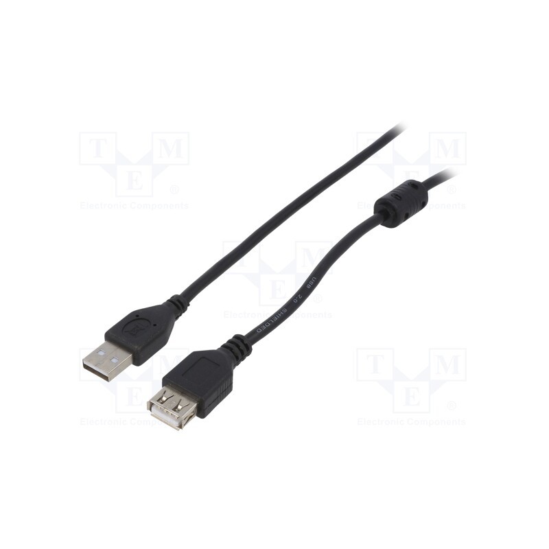 10 pcs : CCF-USB2-AMAF-10 - Cable, USB 2.0, USB A socket,USB A plug, gold-plated, 3m, black