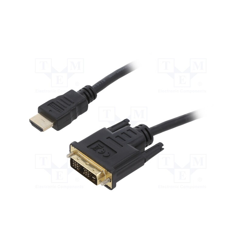 10 pcs : CC-HDMI-DVI-0.5M - Cable, DVI-D (18+1) plug,HDMI plug, PVC, 0.5m, black, 30AWG