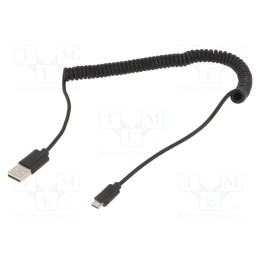 10 pcs : CC-MUSB2C-AMBM-6 - Cable, coiled,USB 2.0, USB A plug,USB B micro plug, gold-plated