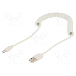 10 pcs : CC-MUSB2C-AMBM-6-W - Cable, coiled,USB 2.0, USB A plug,USB B micro plug, gold-plated