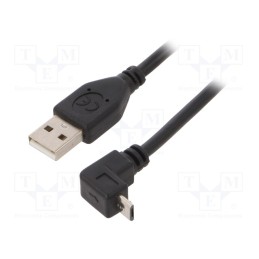 10 pcs : CCP-MUSB2-AMBM90-6 - Cable, USB 2.0, USB A plug,USB B micro plug (angle), 1.8m, black