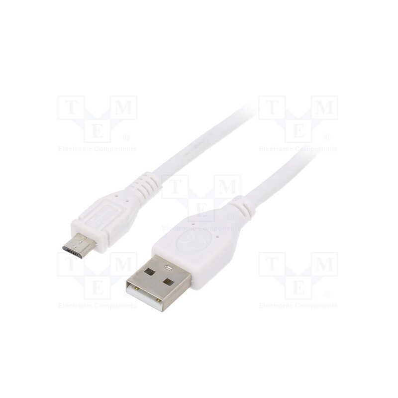 10 pcs : CCP-MUSB2-AMBM-W-10 - Cable, USB 2.0, USB A plug,USB B micro plug, gold-plated, 3m